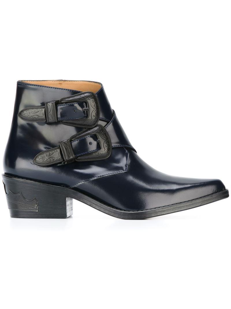 Lyst - Toga Pulla Buckled Leather Ankle Boots in Black