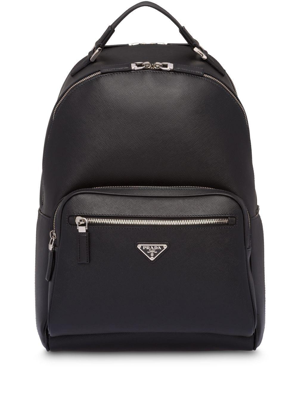 Prada Saffiano Leather Backpack in Black for Men Lyst UK