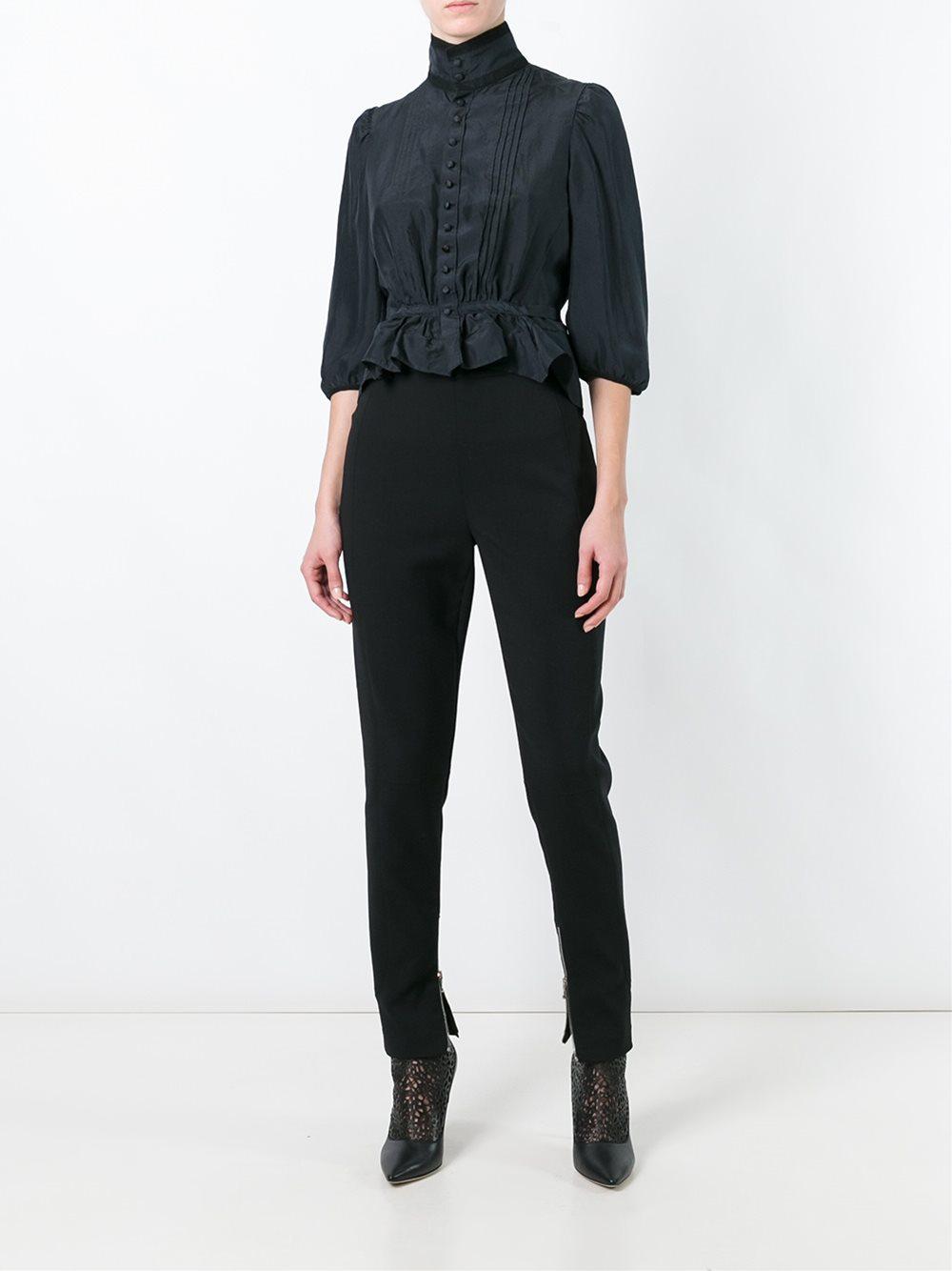 DSquared² Silk 'victorian' High Collar Blouse in Black | Lyst