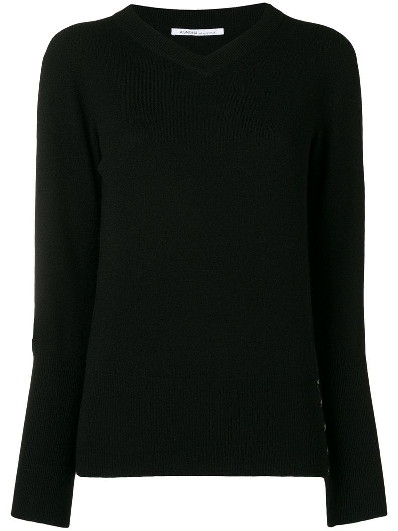 black fitted sweater
