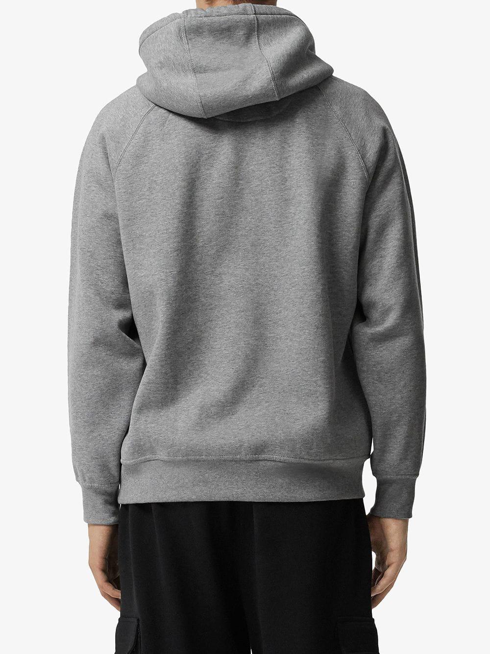 Burberry Embroidered Logo Hoodie in Grey (Gray) for Men - Lyst