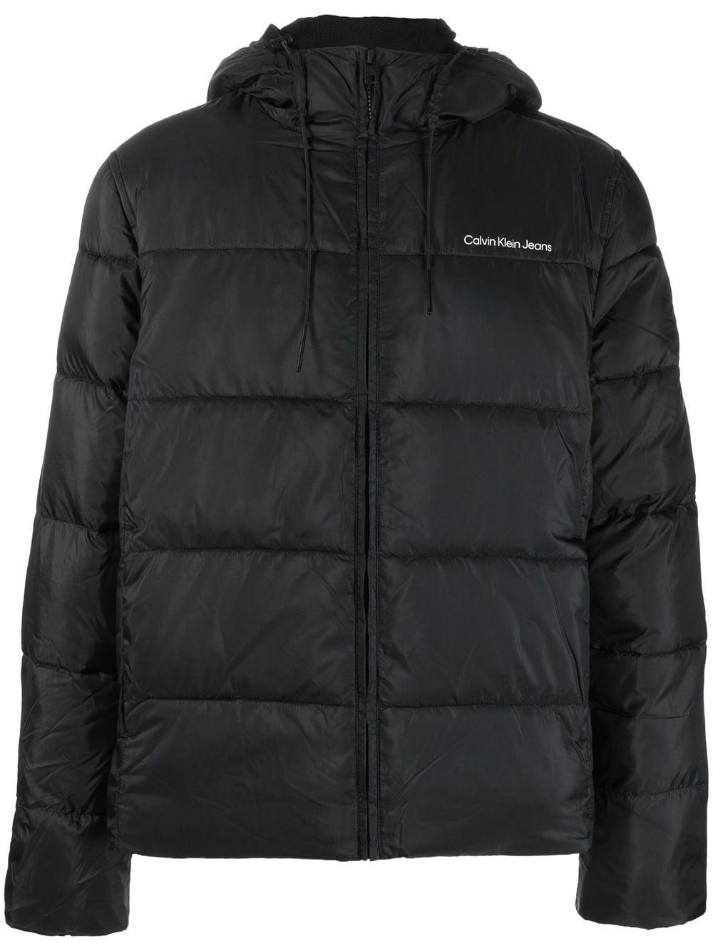 Calvin Klein Padded Drawstring Hood Jacket in Black for Men | Lyst