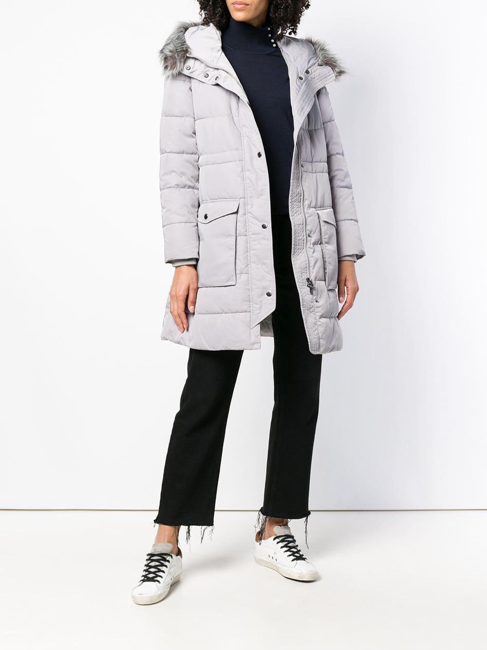 Emporio Armani Synthetic Hooded Parka Coat in Grey (Grey) Lyst