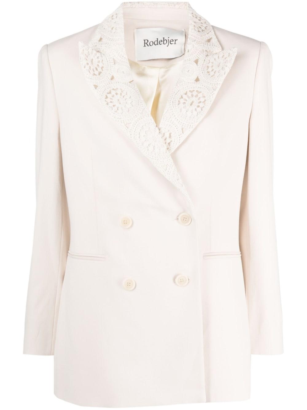 Rodebjer Double-breasted Crochet Blazer in White | Lyst