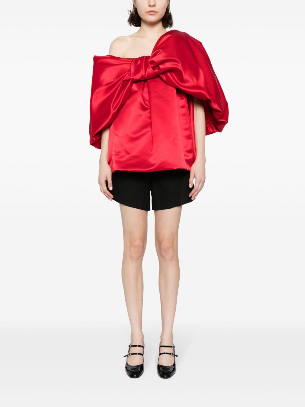 Simone Rocha Oversized Bow Satin Top in Red | Lyst