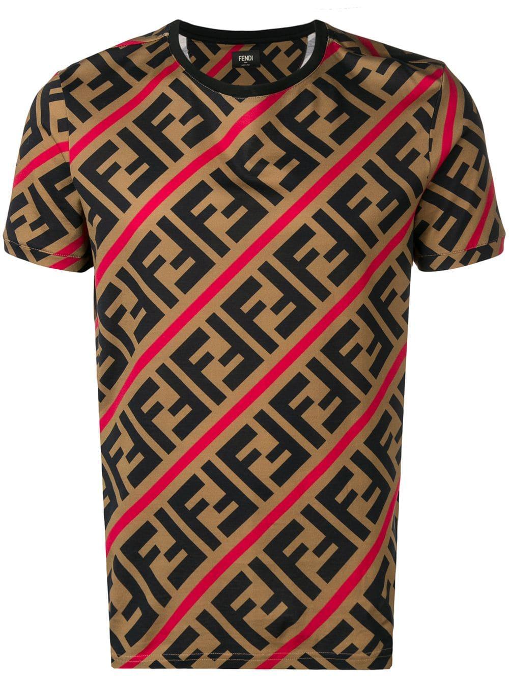 Fendi Cotton Double F Logo T-shirt in Brown for Men - Save 27% - Lyst
