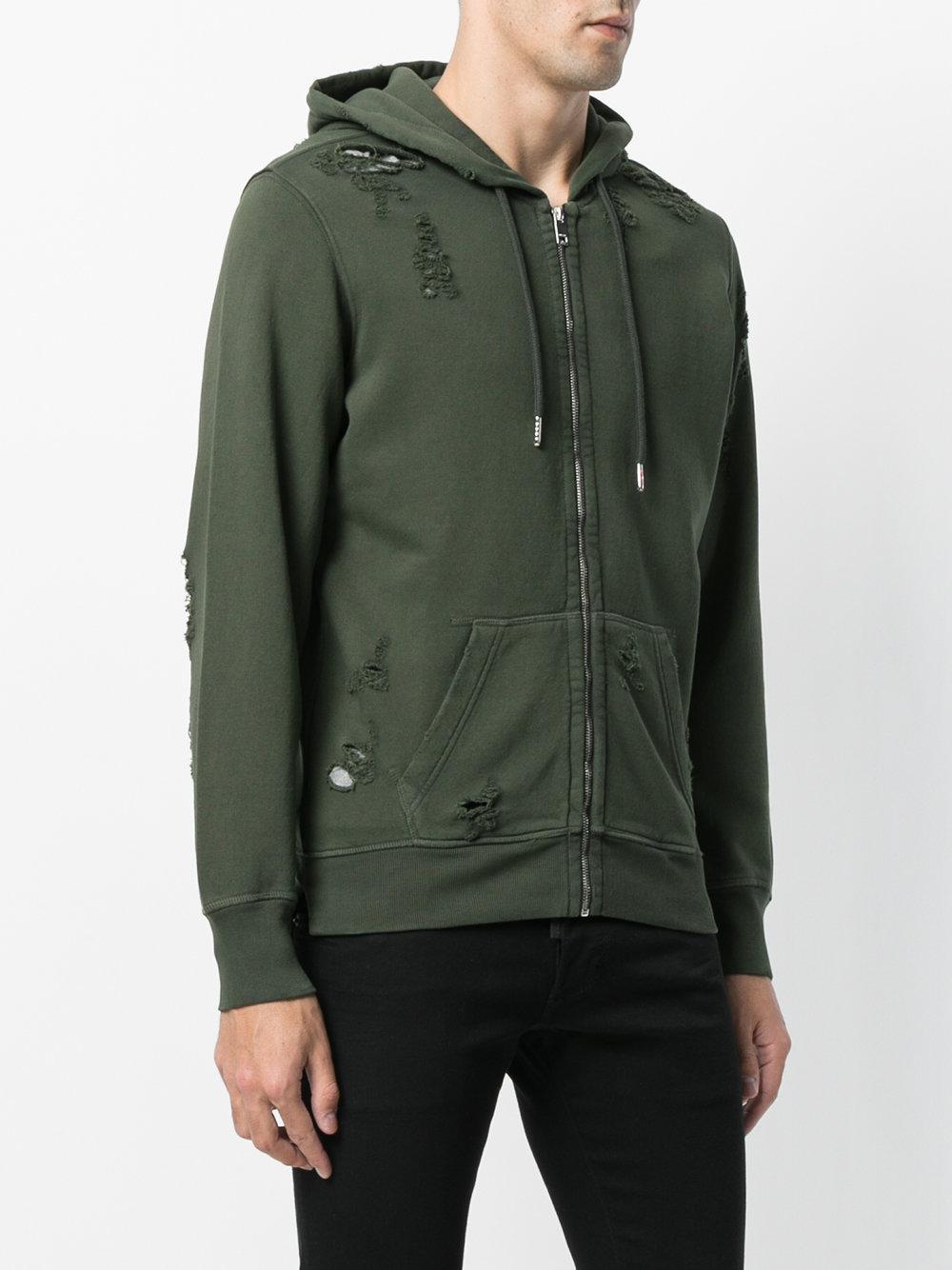 DIESEL Distressed Zip Hoodie in Green for Men | Lyst