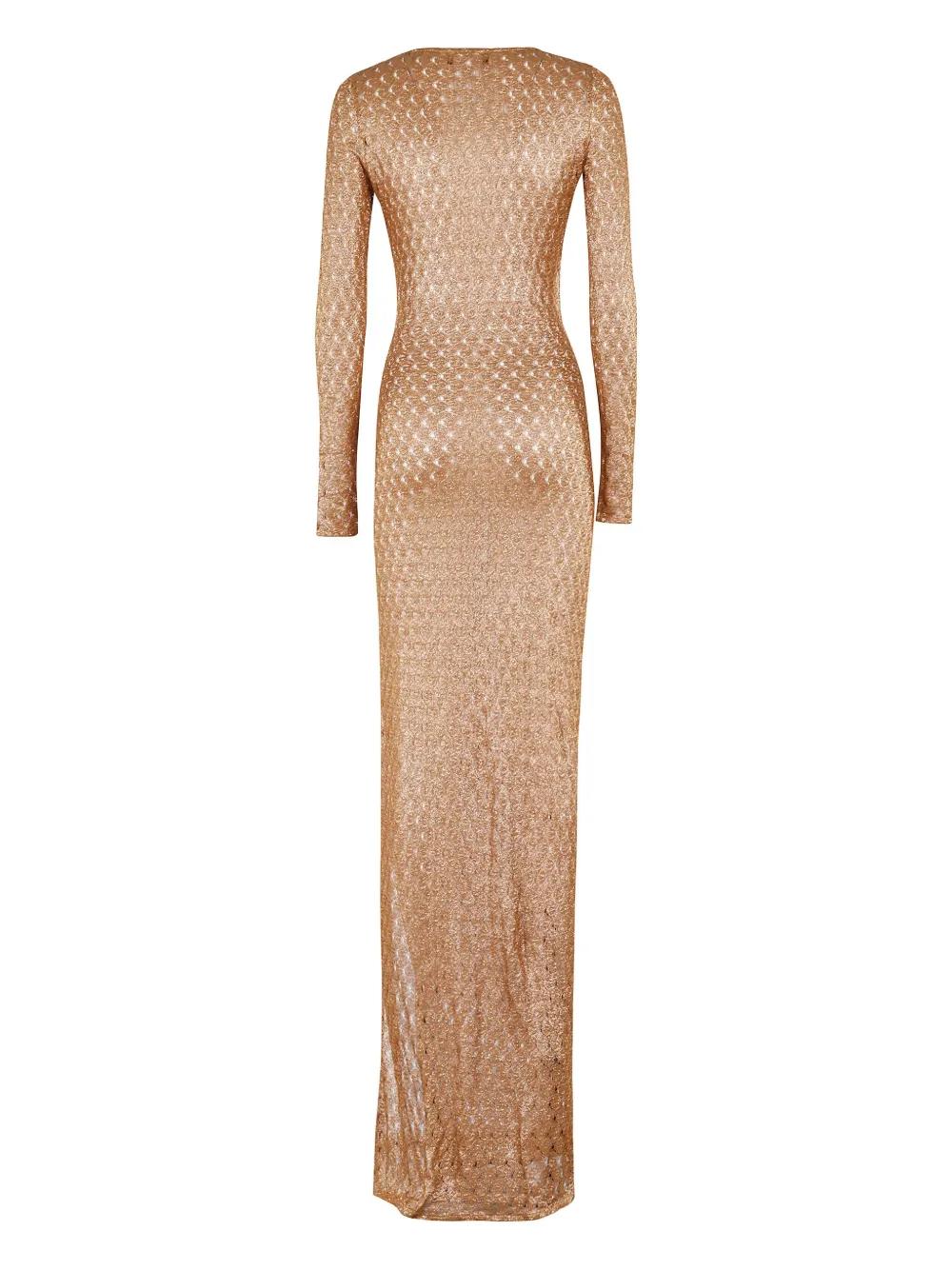 missoni cut out-detail sequinned dress Missoni Cut-Out Maxi Dress in Natural