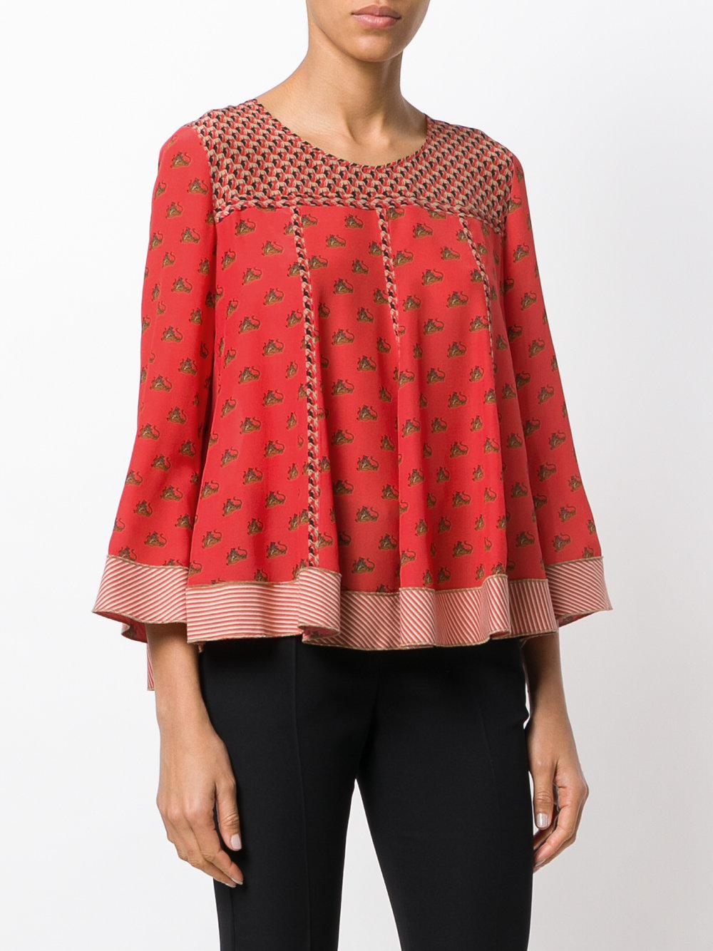 Lyst - Marc cain Printed Blouse in Red