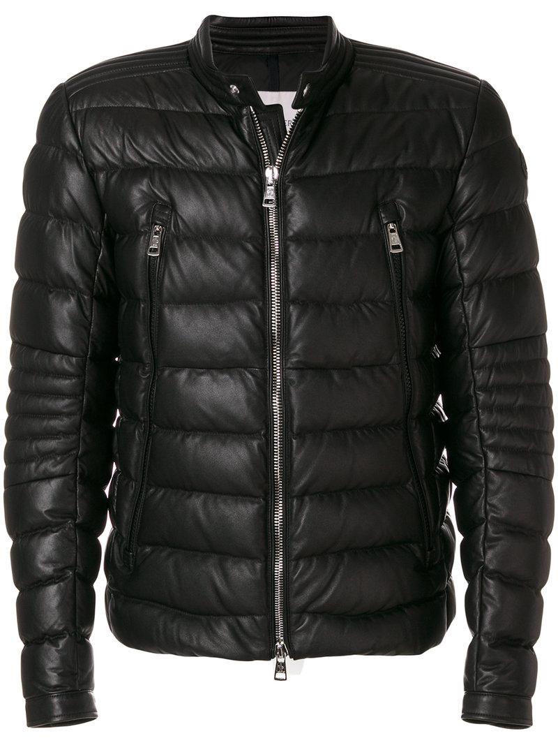 Moncler Leather Amiot Jacket in Black for Men - Lyst