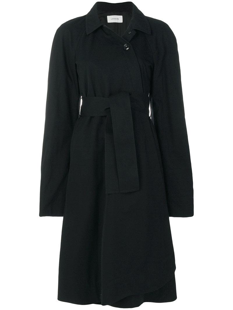 Lemaire Belted Wrap Coat in Black - Lyst
