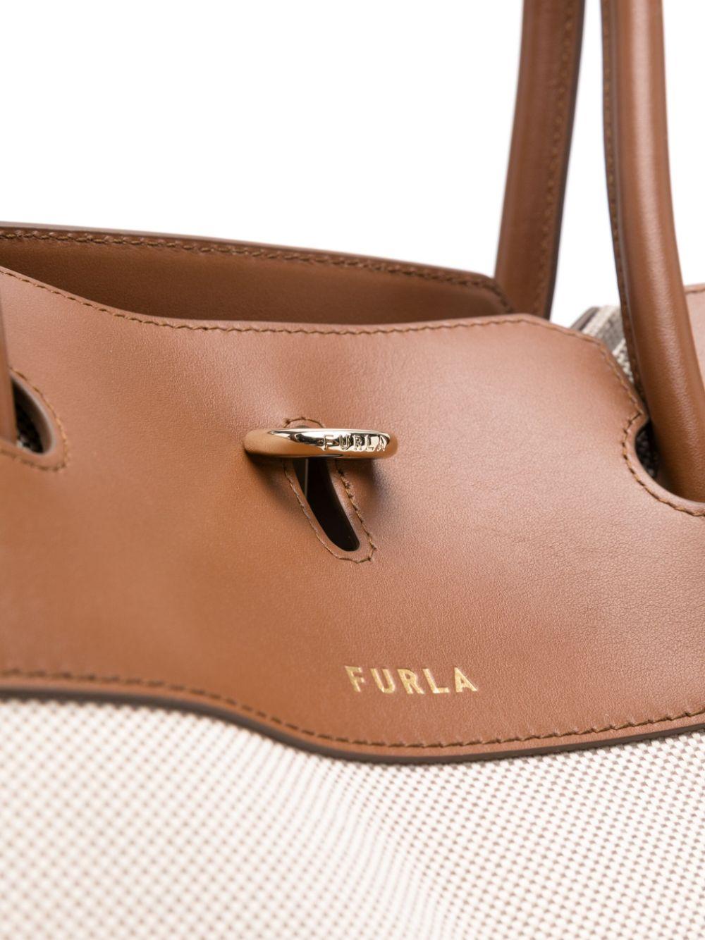 Furla Genesi Xl Canvas Tote Bag in Natural | Lyst
