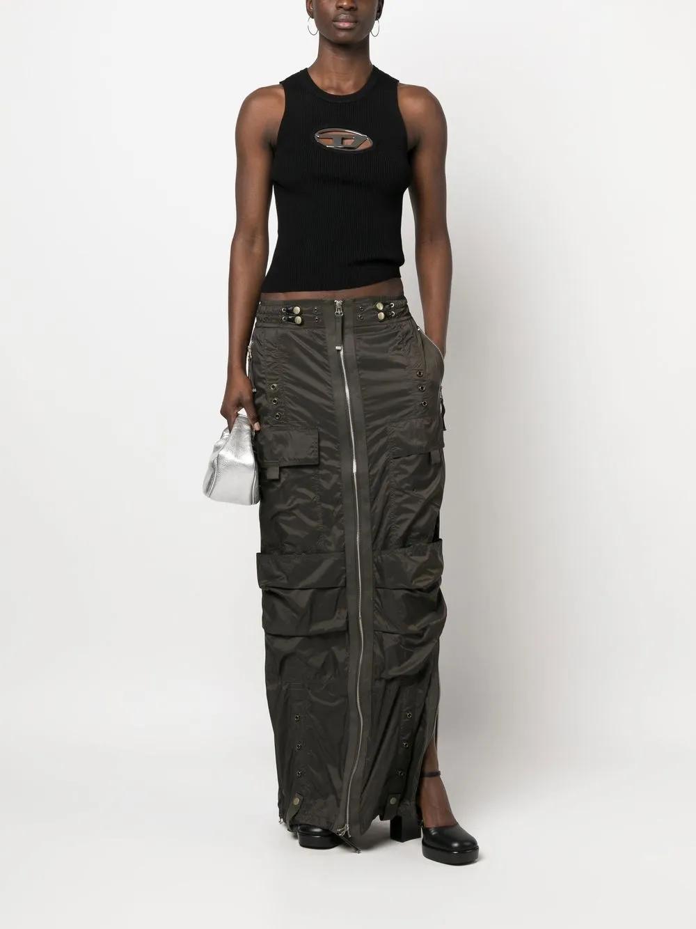 DIESEL Khaki O-Crep Maxi Skirt in Black | Lyst