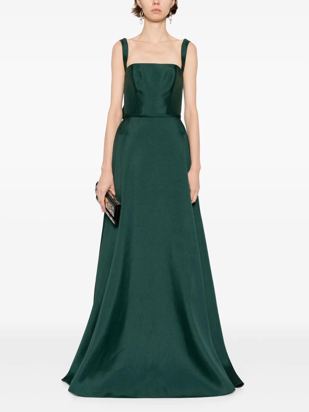 Amsale Square-Neck Gown in Green | Lyst