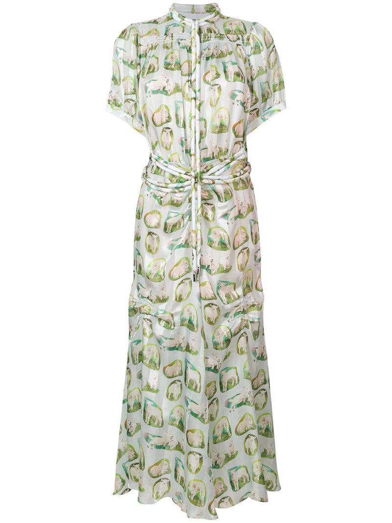 Begyndelsen rolle Boghandel Carven Lamb Print Dress in Green | Lyst