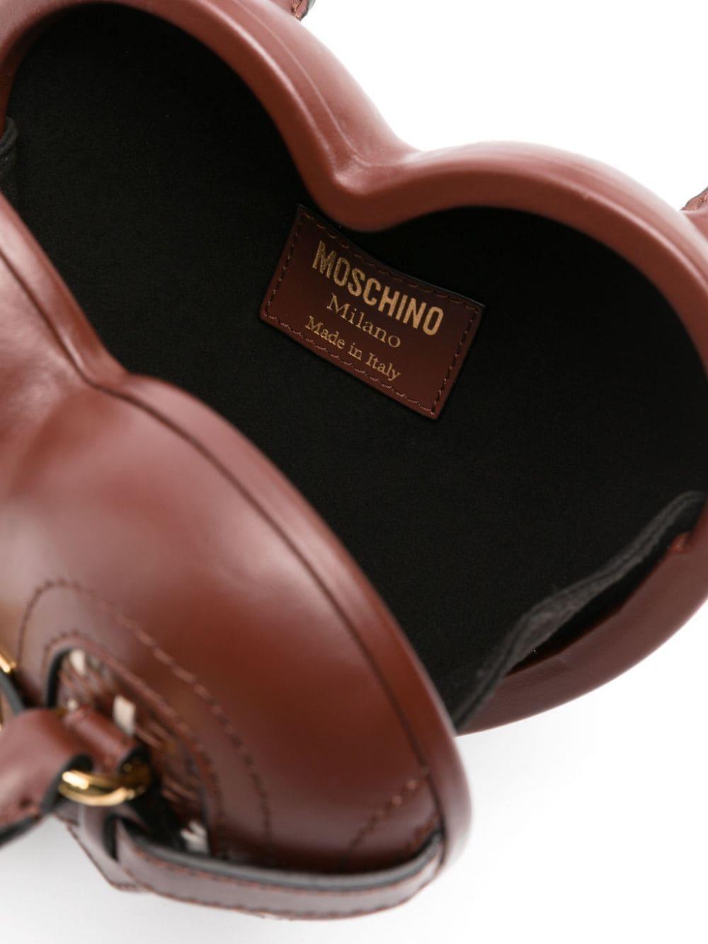 Moschino Heart-shaped Leather Tote Bag in Brown