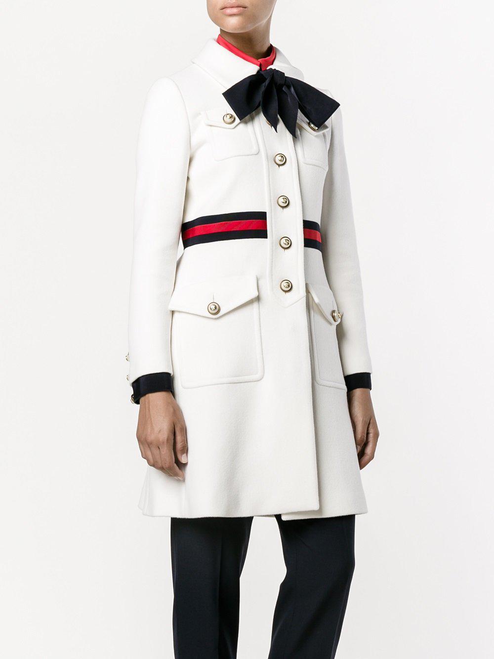 Gucci Embellished Detail Coat in White | Lyst
