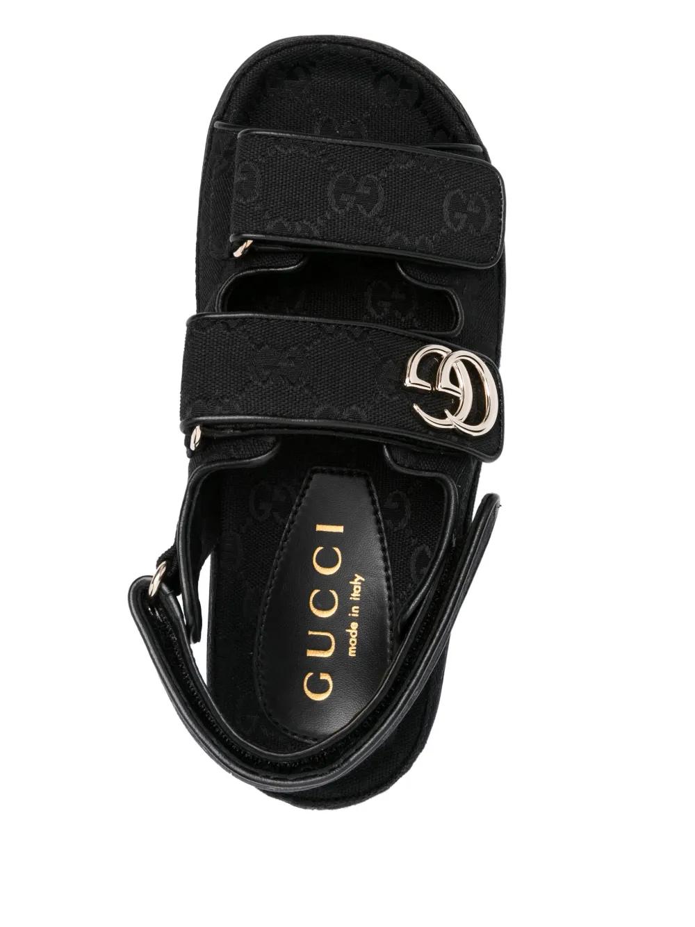 ◼︎GUCCI ブラック ストラップサンダル Gucci Double G Sandals in Black | Lyst