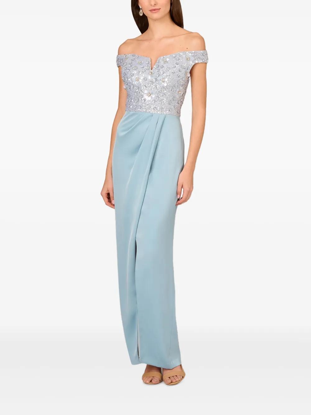 Aidan Mattox Sequin-Embellished Off-Shoulder Dress in Blue Lyst UK