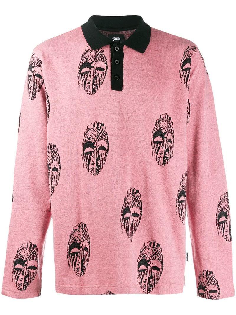 Stussy Mask Ls Polo in Pink for Men | Lyst Canada