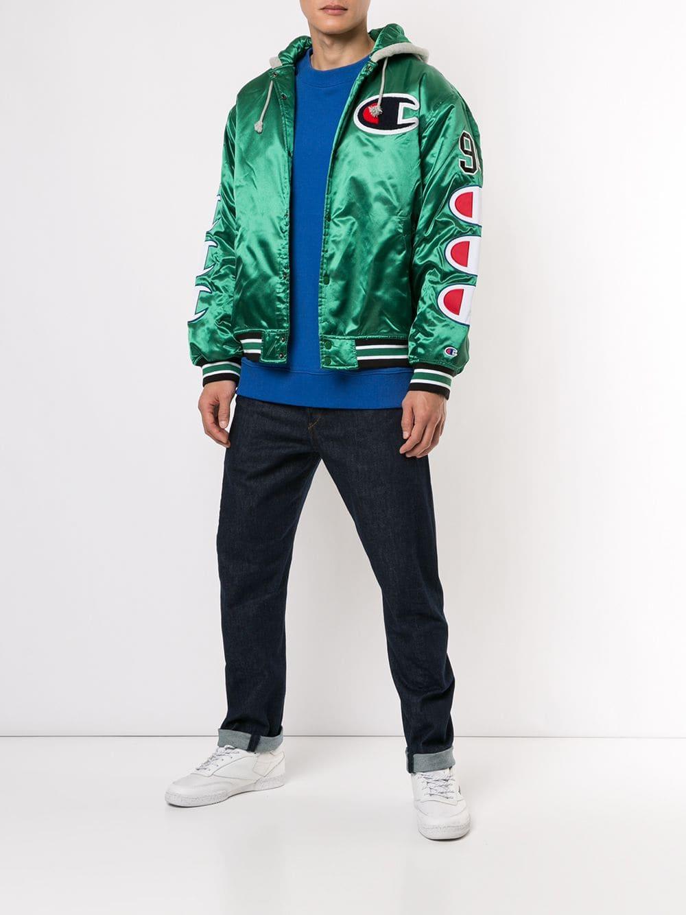 Supreme Champion Hooded Satin Varsity "fw 18" in Green for Men | Lyst