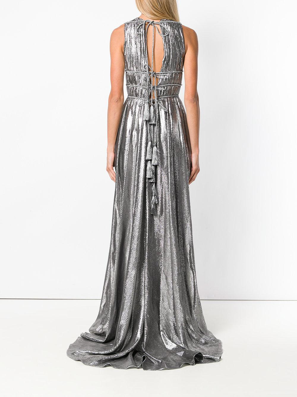 Alberta Ferretti Metallic Grecian Dress Lyst