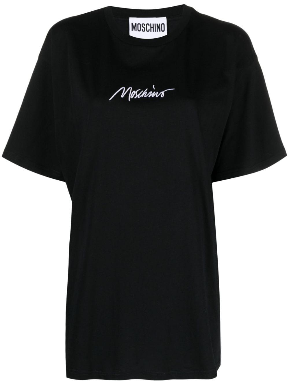 Moschino logo-embroidered cotton shirt - White