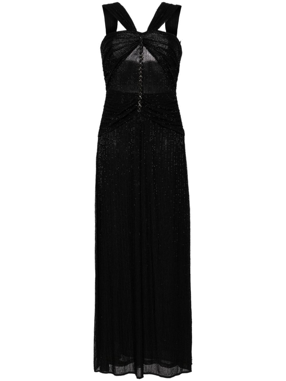 Self-Portrait Bead-embellished Mesh Gown in Black | Lyst