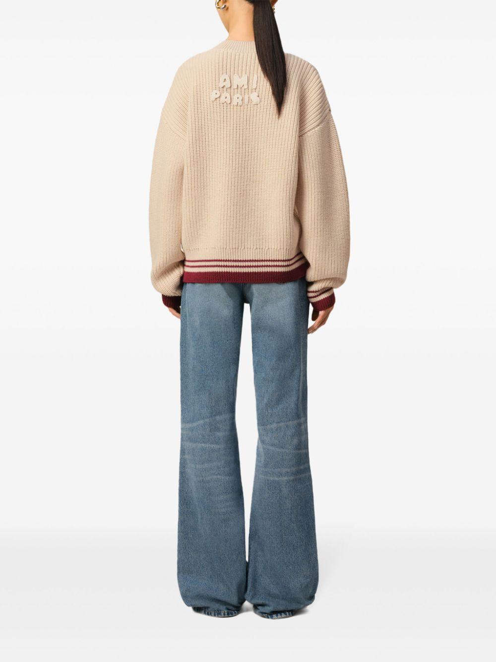 Ami Paris レディース ナチュラル Vネック リブセーター Ami Paris レディース ナチュラル Vネック リブセーター