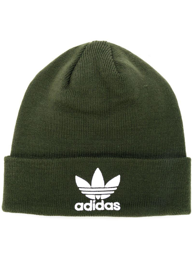 adidas Basic Logo Beanie Hat in Green for Men | Lyst