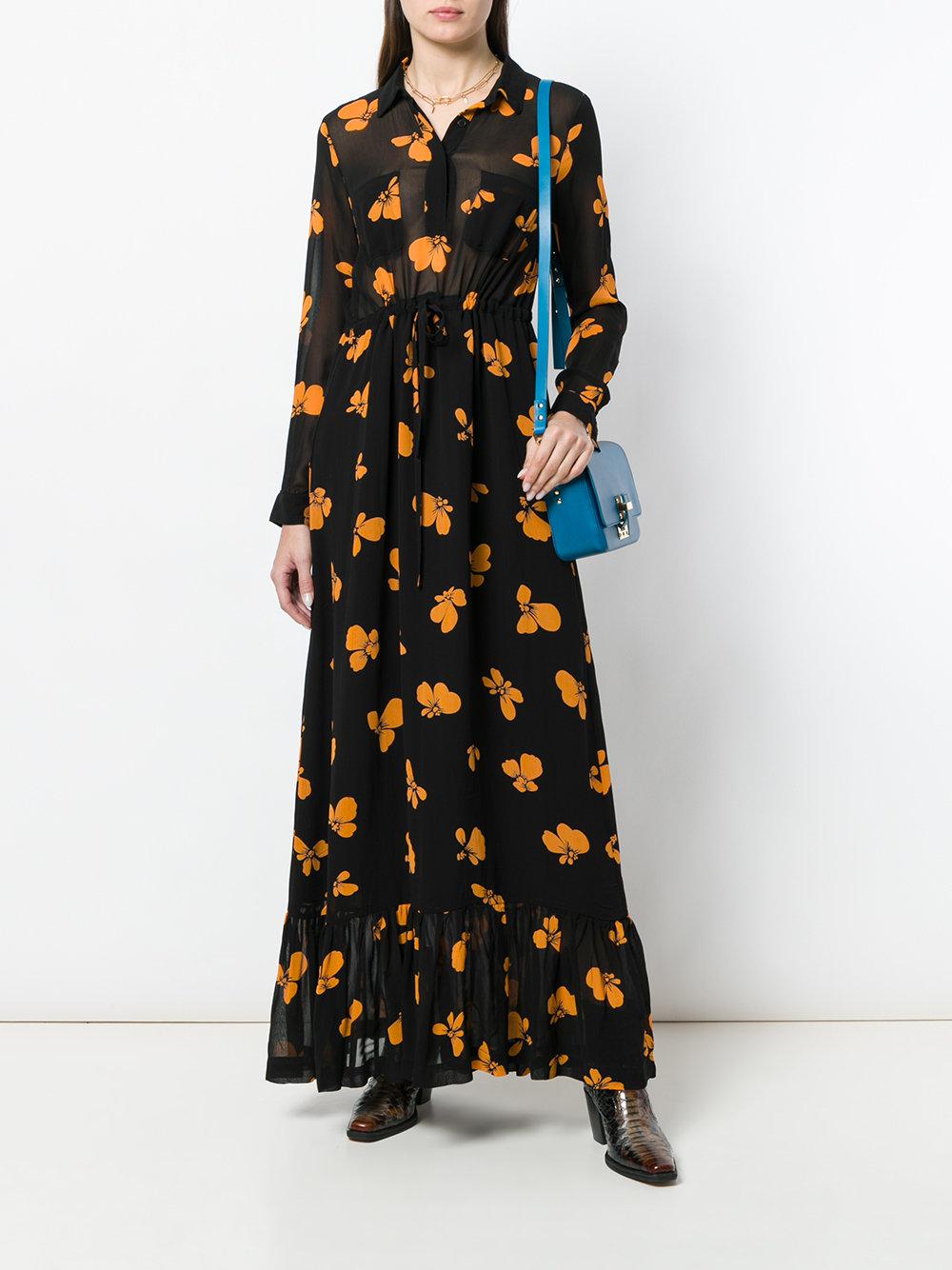 Ganni Fairfax Floral-print Georgette Wrap Dress in Black | Lyst