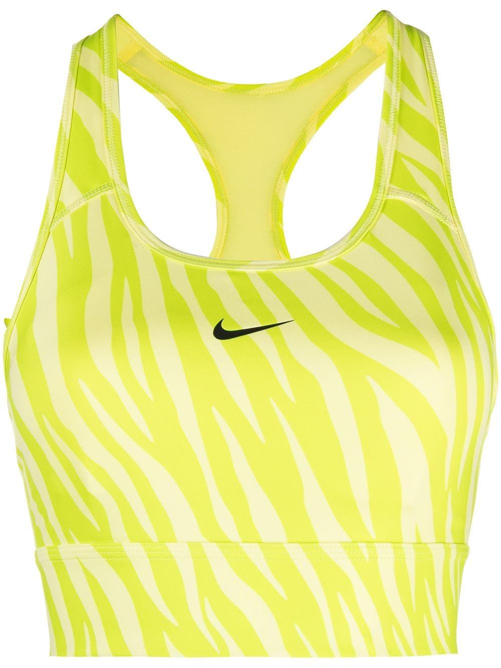 Nike Zebra-print Logo-print Sports Bra in Yellow