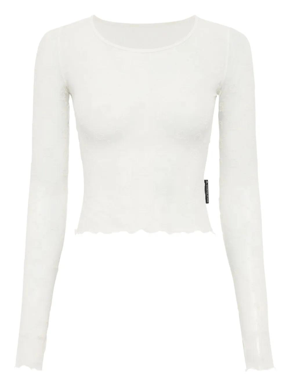 Marine Serre Recycled Mesh Flock Ss Cropped Top in White | Lyst