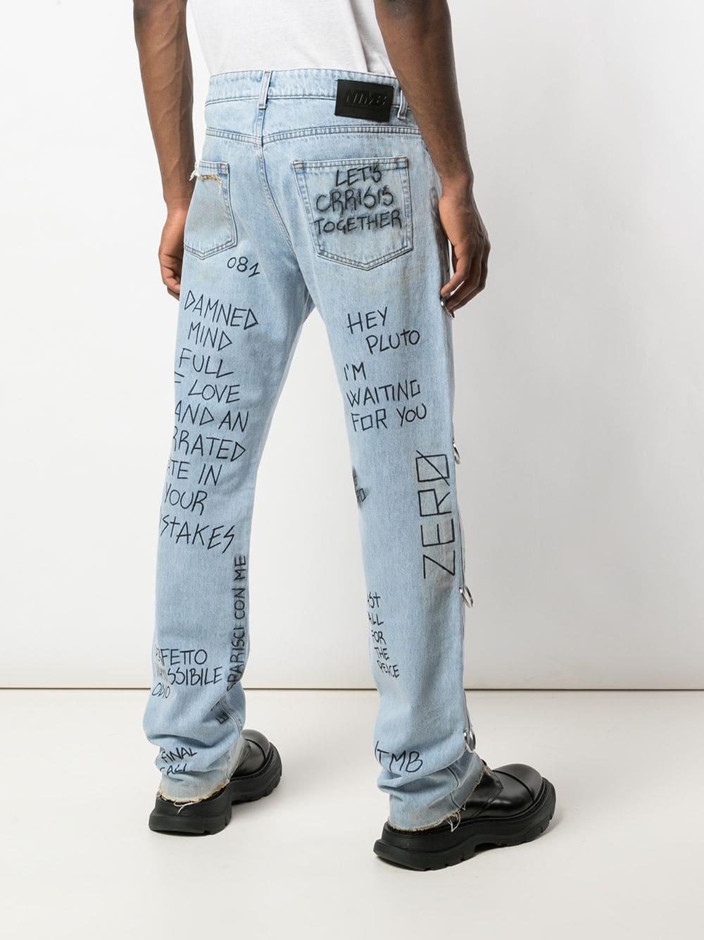 Faith Connexion Denim Graffiti Print Loose Fit Jeans in Blue for Men | Lyst  Australia