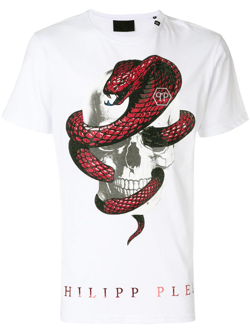 Philipp Plein Cotton Snake Skull Print T-shirt in White for Men | Lyst