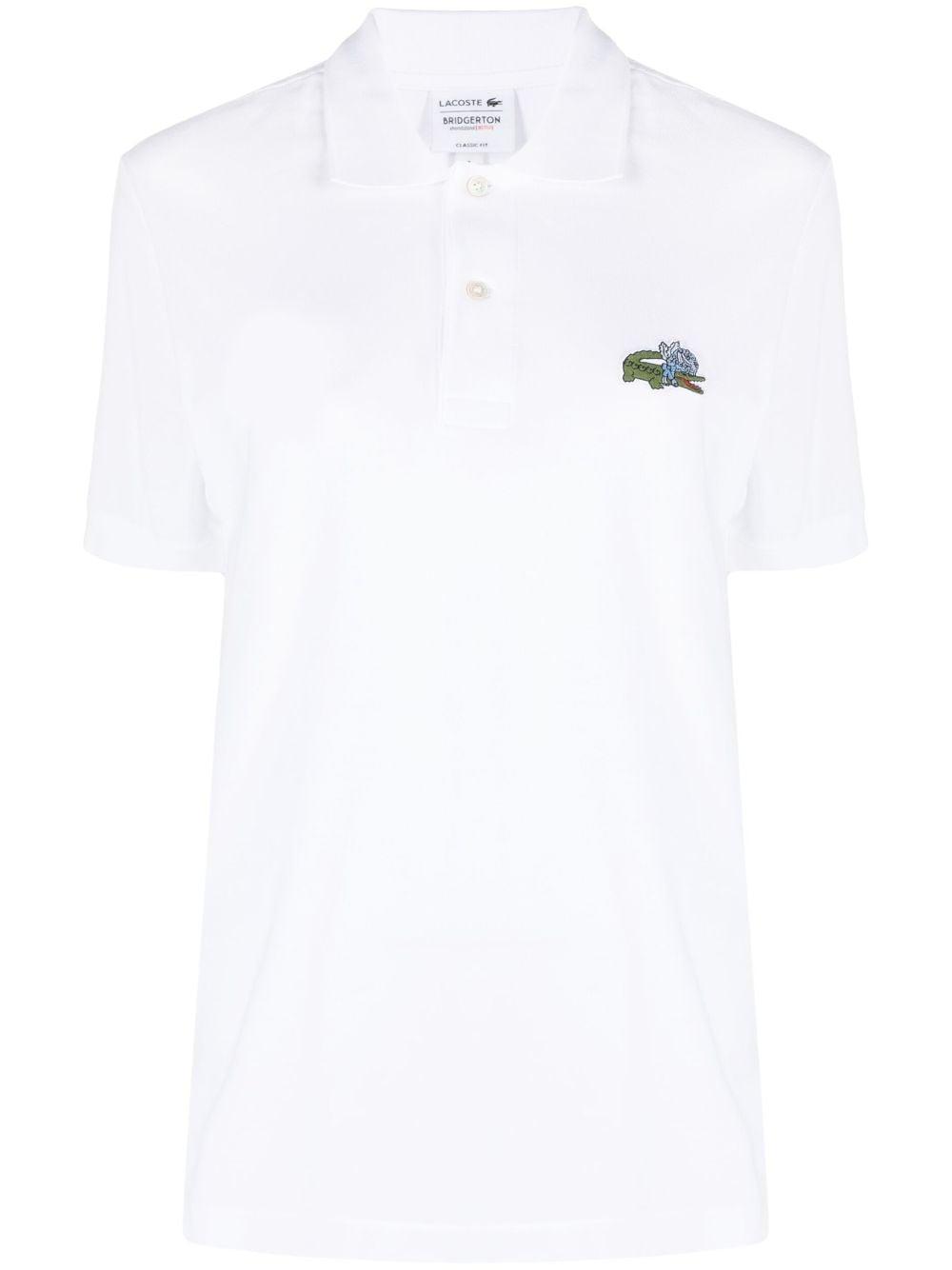 Lacoste Logo-patch Polo Shirt in White | Lyst
