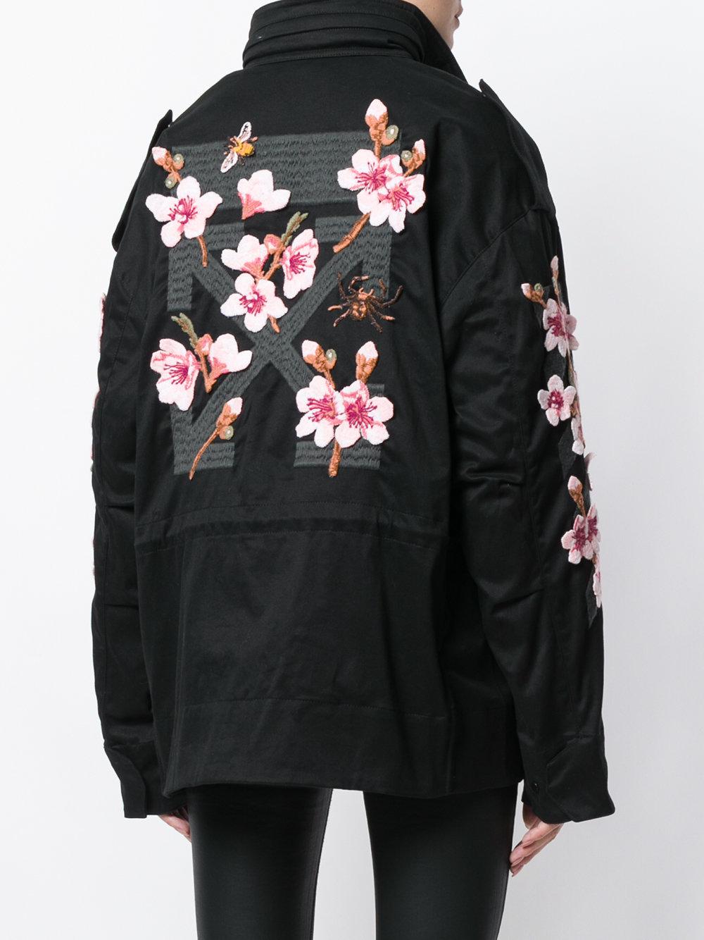 Off-White c/o Virgil Abloh Cotton Flower Embroidered Jacket in Black - Lyst
