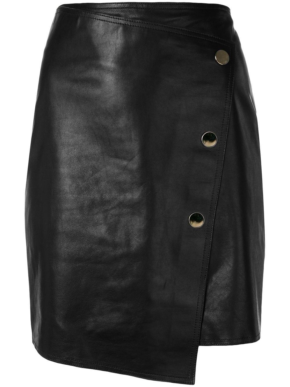 Vanessa Bruno Leather Asymmetric Fitted Skirt in Black - Lyst