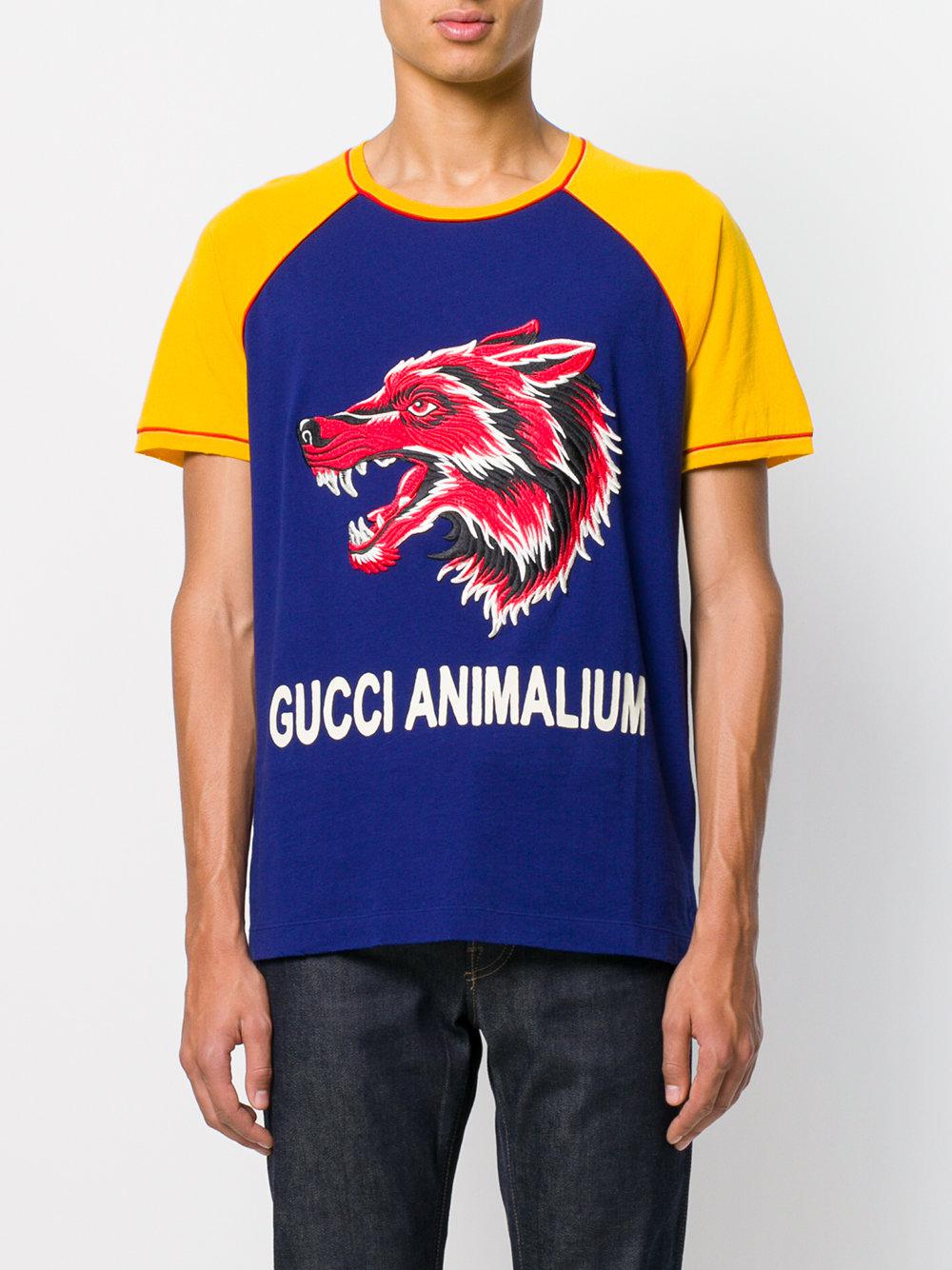 Gucci Cotton Animalium T-shirt in Blue for Men | Lyst
