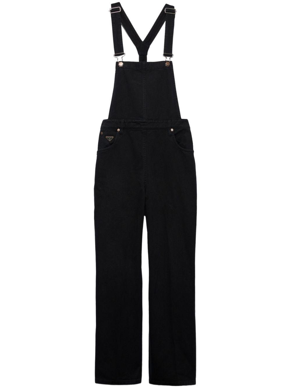 Prada レディース ブラック デニムオーバーオール ジャンプスーツ 