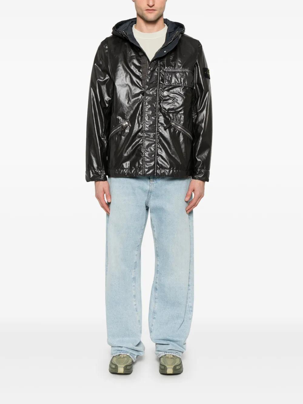 Stone Island Mussola Gommata Jacket in Black for Men | Lyst
