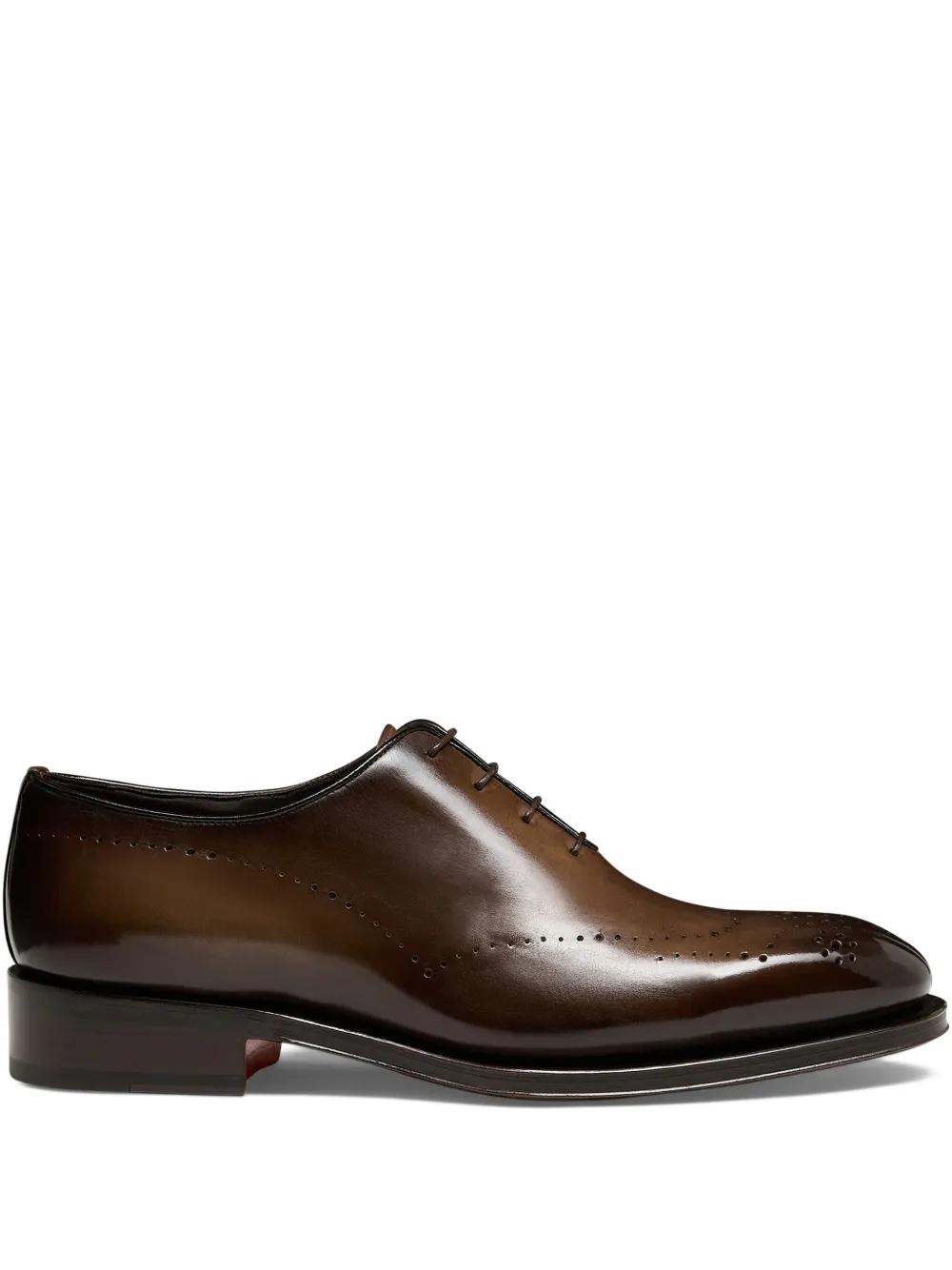 【SANTONI】ブルーレザーオックスフォードブローグ レースアップ RACER】ストレートチップシューズ（シューズ）｜SANTONI