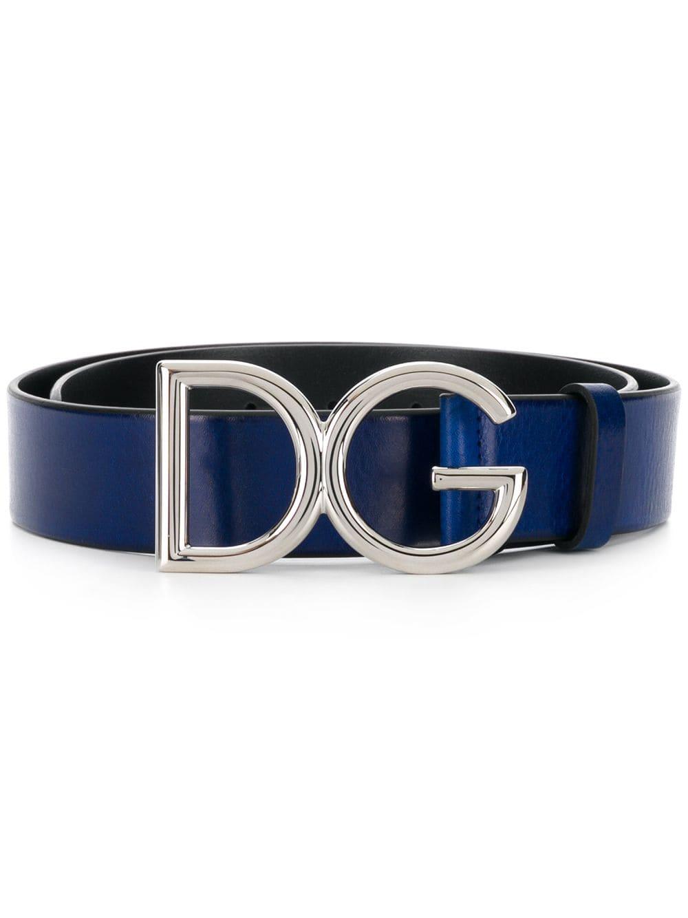 Dolce & Gabbana Logo Buckle Belt in Blue for Men | Lyst