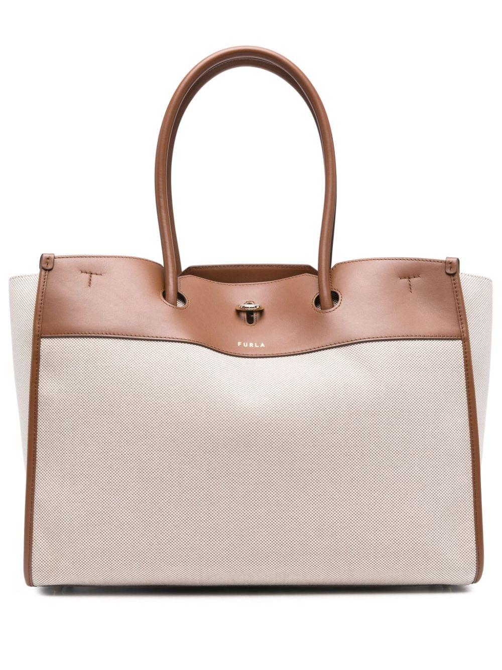 Furla Genesi Xl Canvas Tote Bag in Natural | Lyst
