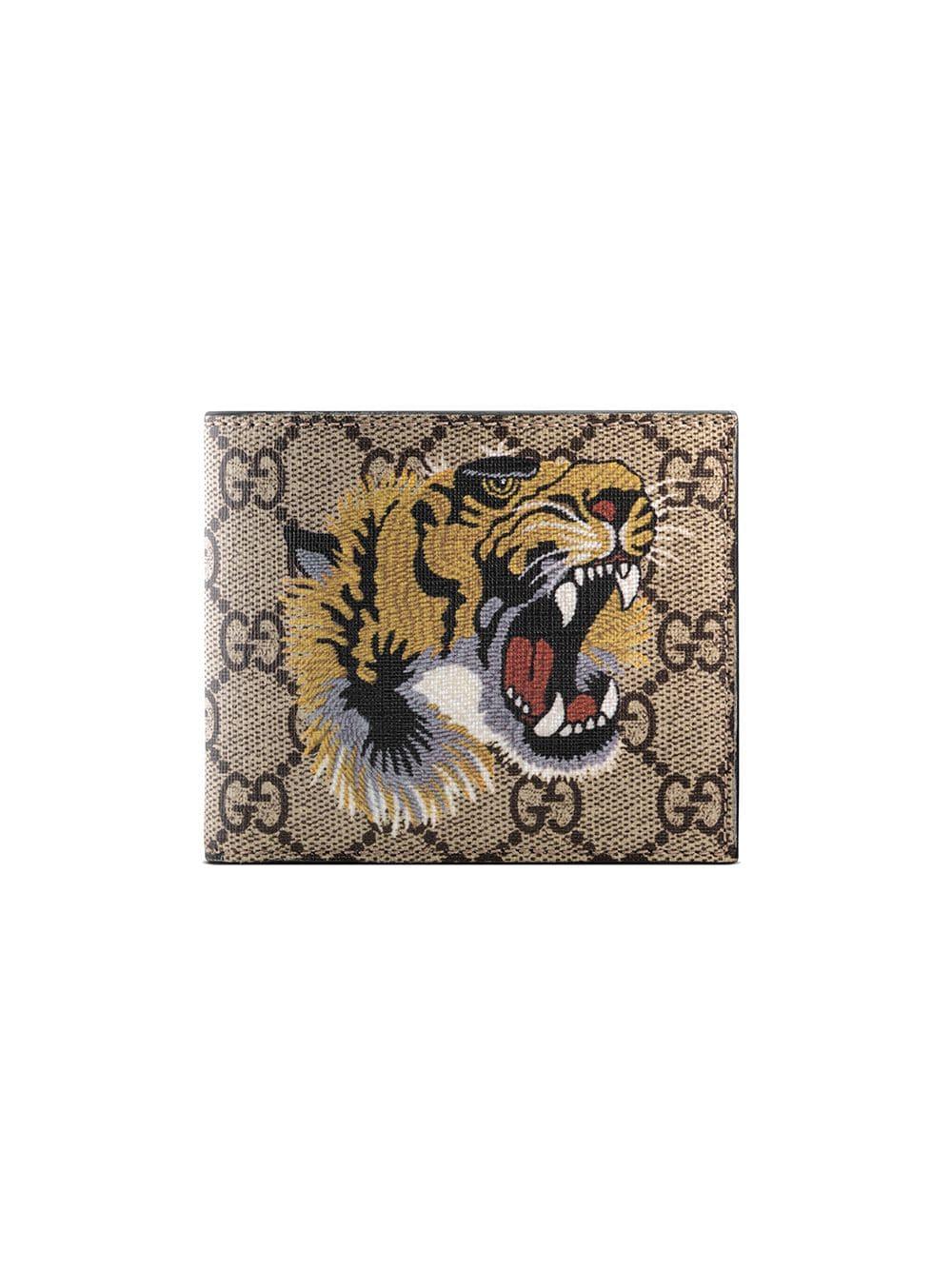 Gucci Canvas Tiger Print GG Supreme Wallet for Men - Save 19% | Lyst