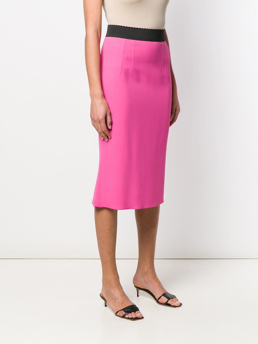 Dolce & Gabbana Silk High Waist Pencil Skirt in Pink - Lyst