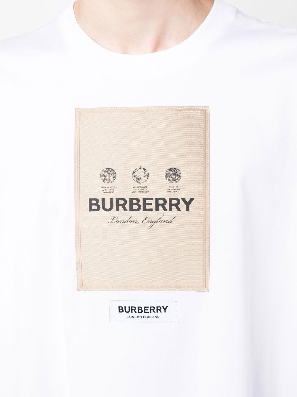 Burberry Logo-patch Round-neck T-shirt in White for Men | Lyst
