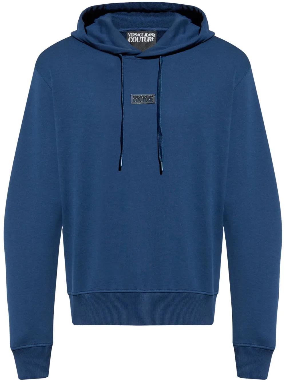 Versace Jeans Couture Logo-Plaque Hoodie in Blue for Men Lyst UK