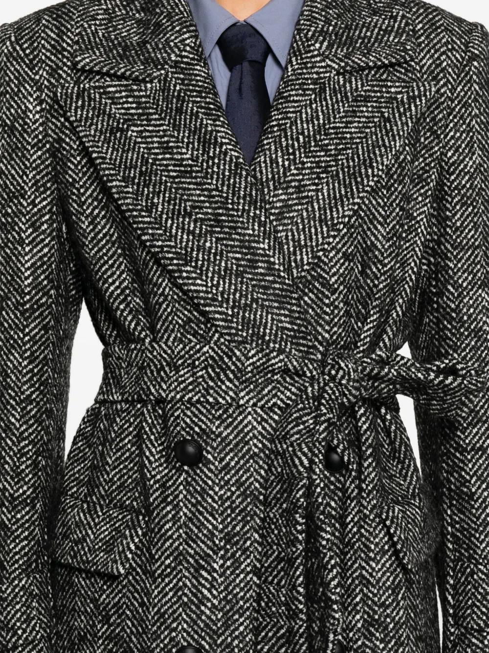 Tagliatore Julia Double-Breasted Belted Coat in Grey Lyst UK