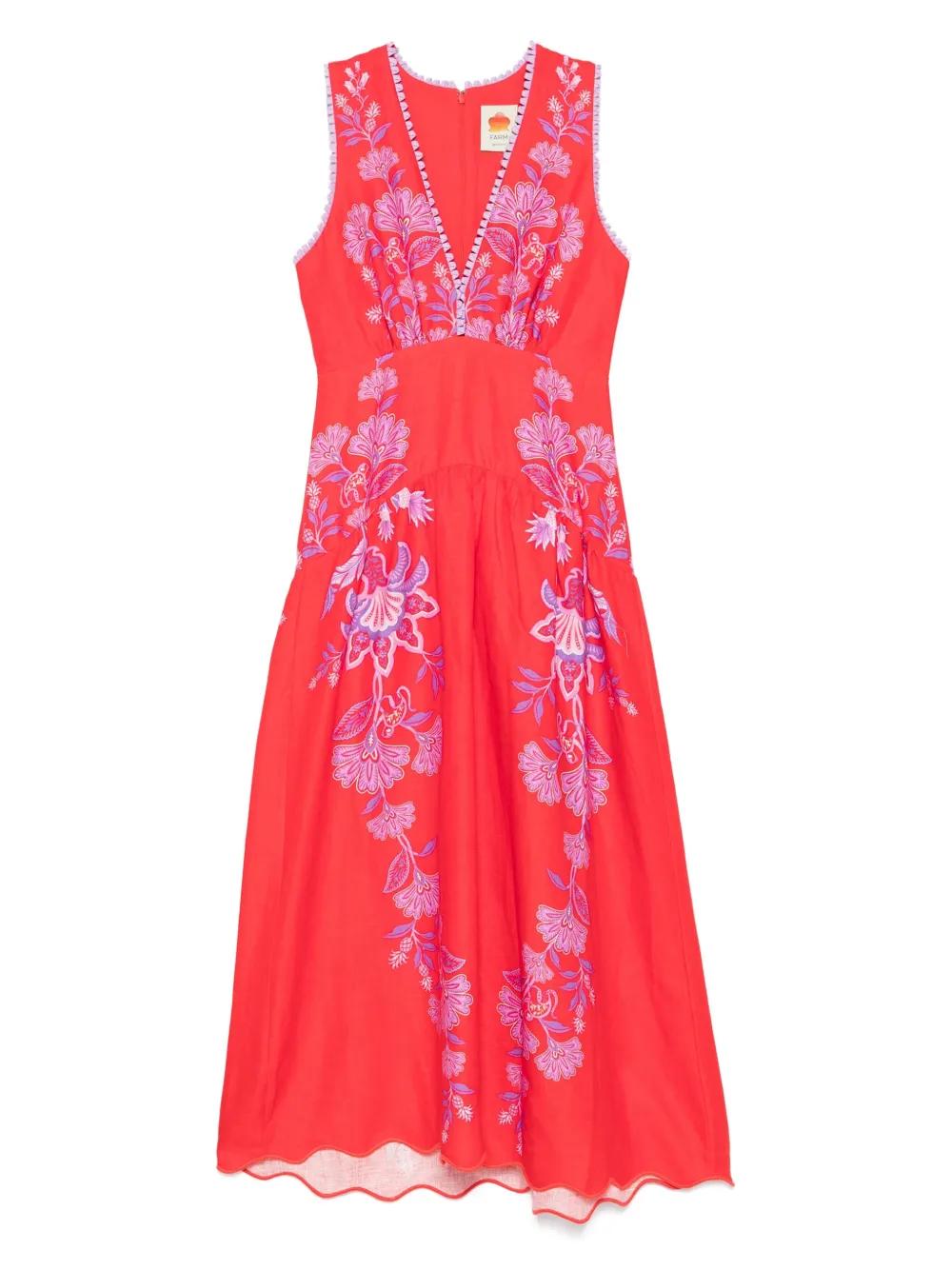 sachin and babi light blue dress FARM Rio floral-print Midi Dress | Brown